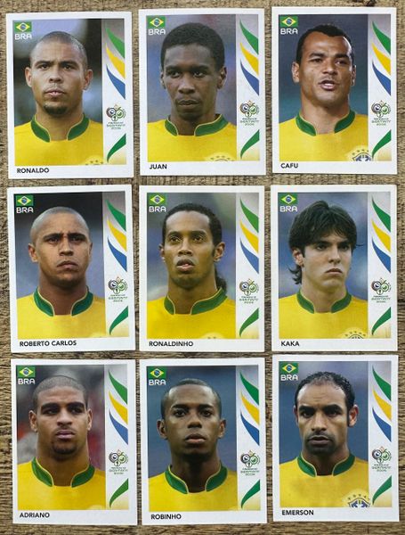 9X 2006 PANINI WORLD CUP GERMANY ORIGINAL BRAZIL UNUSED STICKERS INC RONALDINHO AND RONALDO
