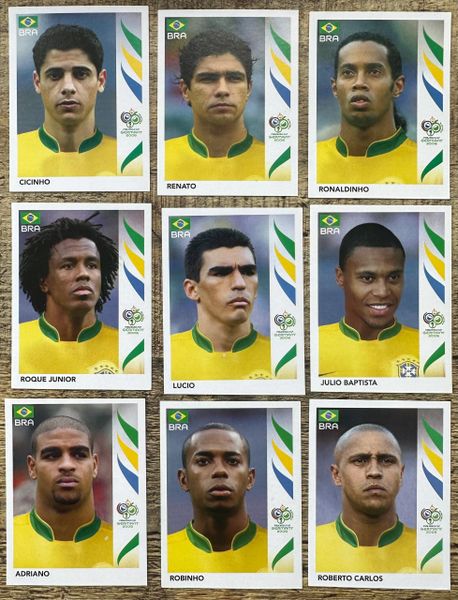 9X 2006 PANINI WORLD CUP GERMANY ORIGINAL BRAZIL UNUSED STICKERS INC RONALDINHO