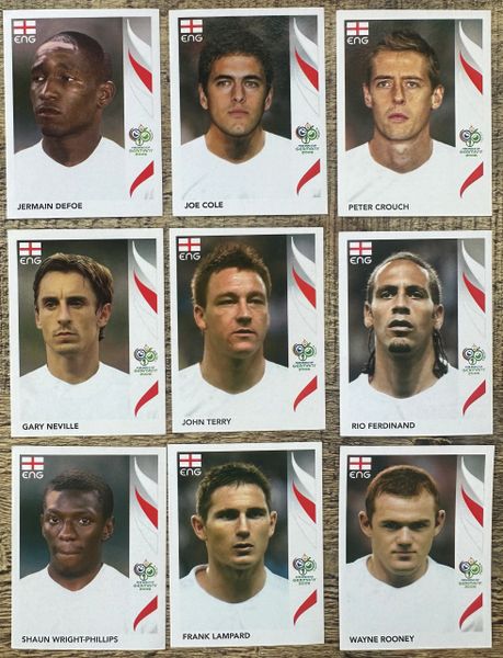 9X 2006 PANINI WORLD CUP GERMANY ORIGINAL ENGLAND UNUSED STICKERS