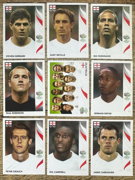 9X 2006 PANINI WORLD CUP GERMANY ORIGINAL ENGLAND UNUSED STICKERS