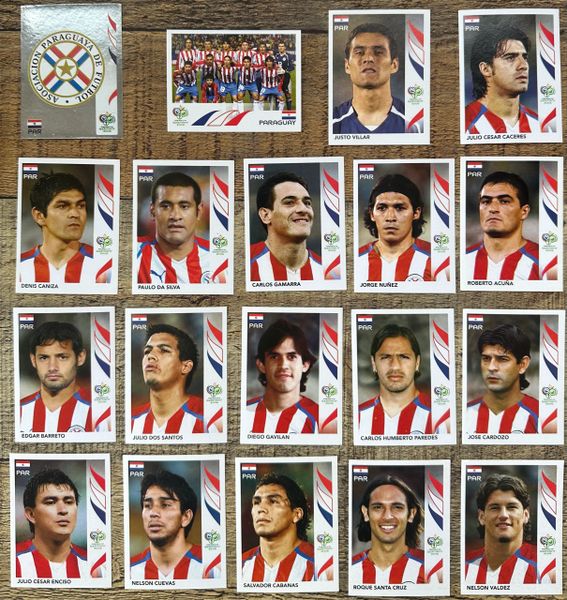 19X 2006 PANINI WORLD CUP GERMANY ORIGINAL COMPLETE PARAGUAY TEAM UNUSED STICKERS