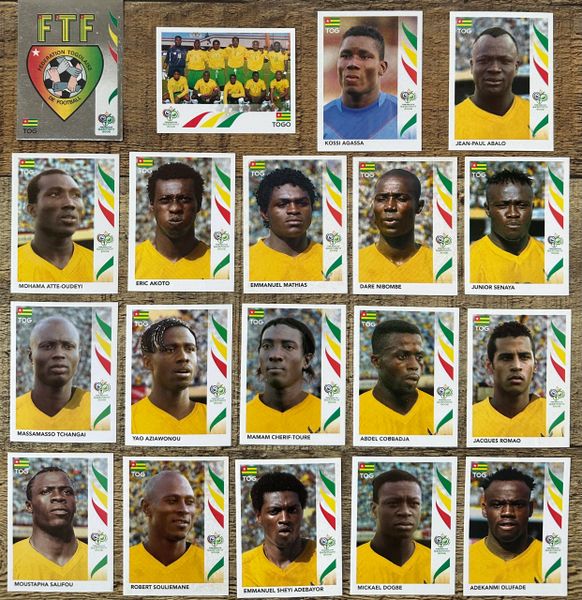 19X 2006 PANINI WORLD CUP GERMANY ORIGINAL COMPLETE TOGO TEAM UNUSED STICKERS