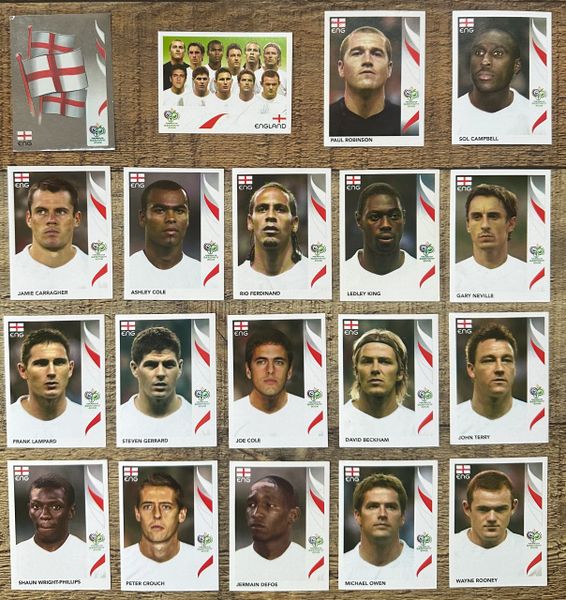 19X 2006 PANINI WORLD CUP GERMANY ORIGINAL COMPLETE ENGLAND TEAM UNUSED STICKERS