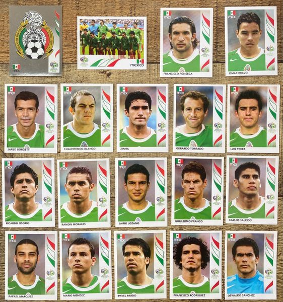 19X 2006 PANINI WORLD CUP GERMANY ORIGINAL COMPLETE MEXICO TEAM UNUSED STICKERS