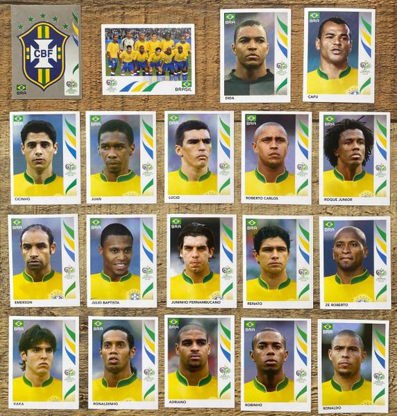 19X 2006 PANINI WORLD CUP GERMANY ORIGINAL COMPLETE BRAZIL BRASIL TEAM UNUSED STICKERS