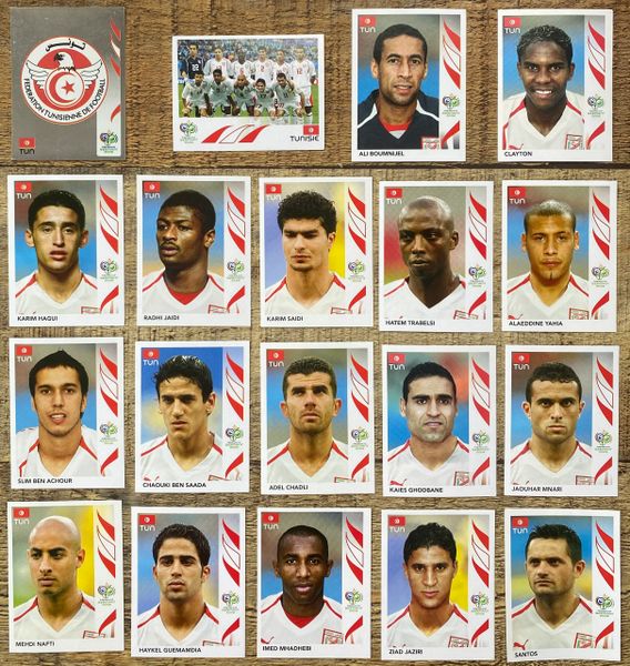 19X 2006 PANINI WORLD CUP GERMANY ORIGINAL COMPLETE TUNISIA TUNISIE TEAM UNUSED STICKERS
