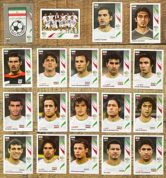 19X 2006 PANINI WORLD CUP GERMANY ORIGINAL COMPLETE IRAN TEAM UNUSED STICKERS