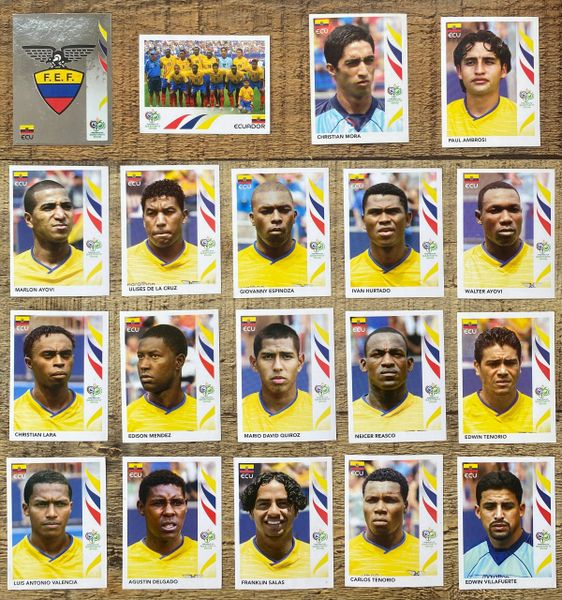 19X 2006 PANINI WORLD CUP GERMANY ORIGINAL COMPLETE ECUADOR TEAM UNUSED STICKERS