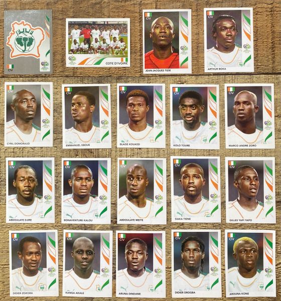19X 2006 PANINI WORLD CUP GERMANY ORIGINAL COMPLETE IVORY COAST COTE D'IVOIRE TEAM UNUSED STICKERS