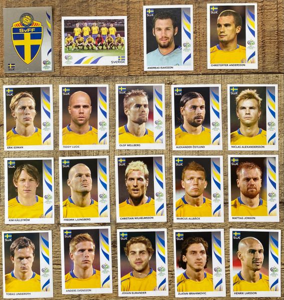 19X 2006 PANINI WORLD CUP GERMANY ORIGINAL COMPLETE SWEDEN SVERIGE TEAM UNUSED STICKERS