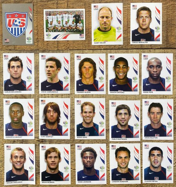 19X 2006 PANINI WORLD CUP GERMANY ORIGINAL COMPLETE USA UNITED STATES TEAM UNUSED STICKERS