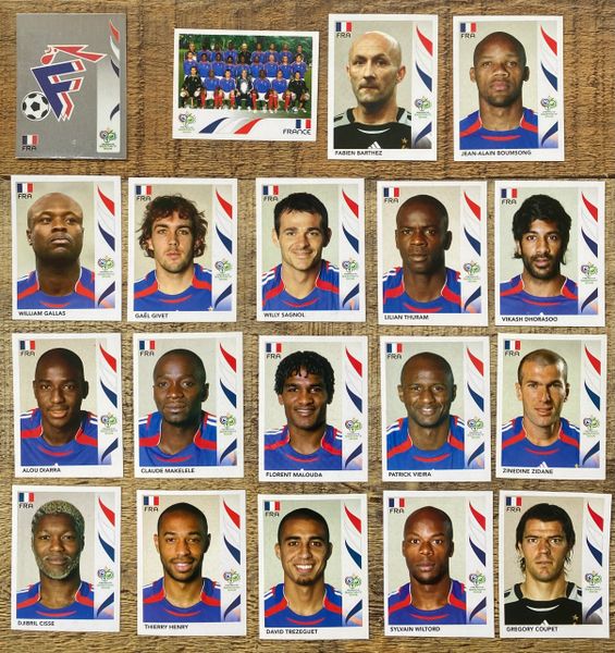19X 2006 PANINI WORLD CUP GERMANY ORIGINAL COMPLETE FRANCE TEAM UNUSED STICKERS