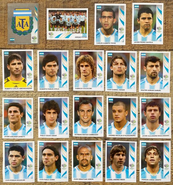 19X 2006 PANINI WORLD CUP GERMANY ORIGINAL COMPLETE ARGENTINA TEAM UNUSED STICKERS