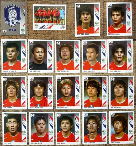 19X 2006 PANINI WORLD CUP GERMANY ORIGINAL COMPLETE SOUTH KOREA TEAM UNUSED STICKERS