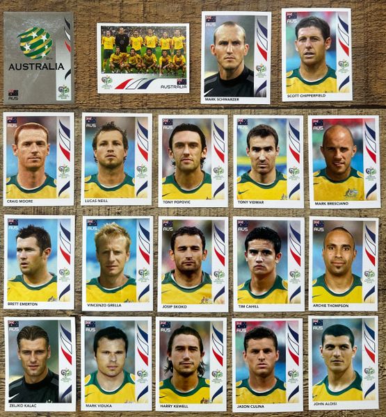 19X 2006 PANINI WORLD CUP GERMANY ORIGINAL COMPLETE AUSTRALIA TEAM UNUSED STICKERS