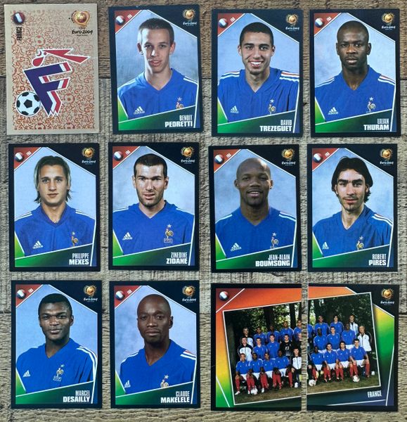 12X EURO 2004 PANINI ORIGINAL FRANCE TEAM UNUSED STICKERS