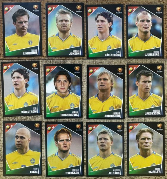 12X EURO 2004 PANINI ORIGINAL SWEDEN TEAM UNUSED STICKERS