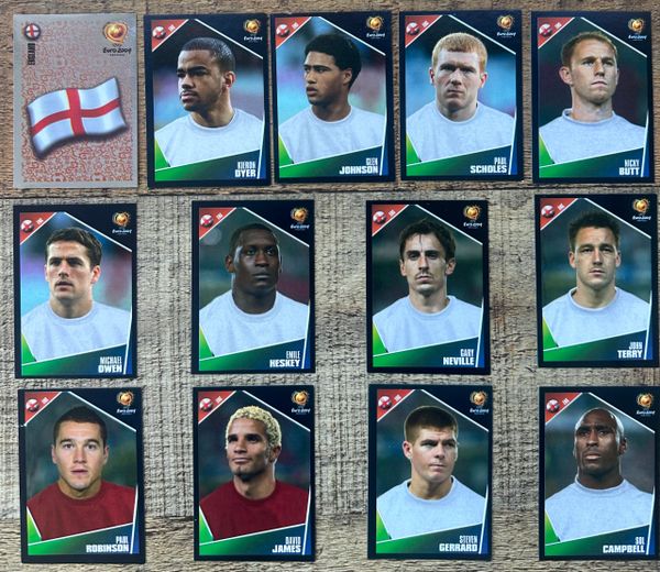 13X EURO 2004 PANINI ORIGINAL ENGLAND TEAM UNUSED STICKERS