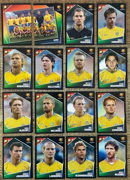 16X EURO 2004 PANINI ORIGINAL SWEDEN TEAM UNUSED STICKERS