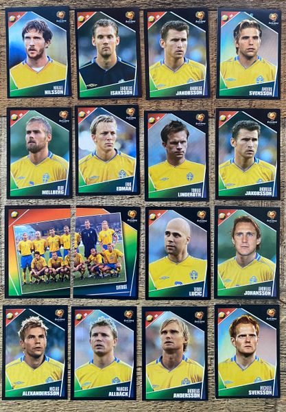 16X EURO 2004 PANINI ORIGINAL SWEDEN TEAM UNUSED STICKERS