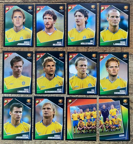 12X EURO 2004 PANINI ORIGINAL SWEDEN TEAM UNUSED STICKERS