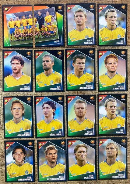 16X EURO 2004 PANINI ORIGINAL SWEDEN TEAM UNUSED STICKERS