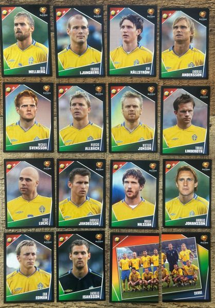 16X EURO 2004 PANINI ORIGINAL SWEDEN TEAM UNUSED STICKERS