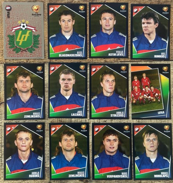 12X EURO 2004 PANINI ORIGINAL LATVIA LATVIJA TEAM UNUSED STICKERS