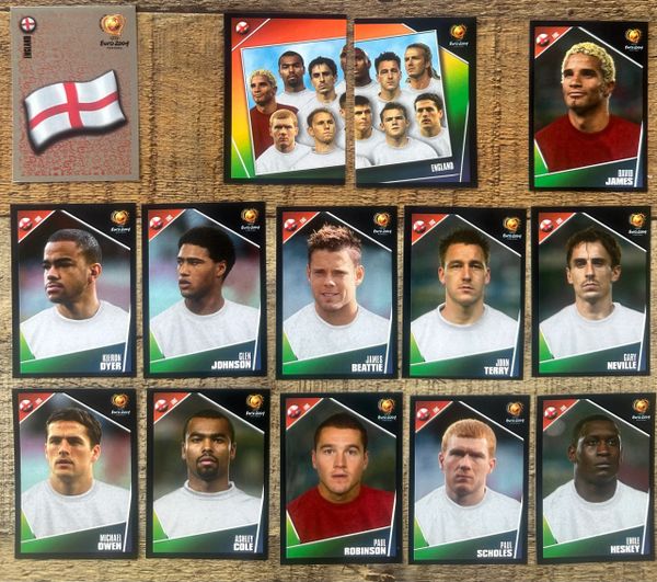 14X EURO 2004 PANINI ORIGINAL ENGLAND TEAM UNUSED STICKERS