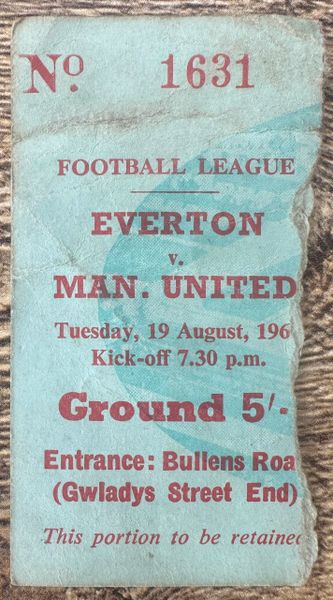 1969/70 ORIGINAL DIVISION ONE TICKET EVERTON V MANCHESTER UNITED