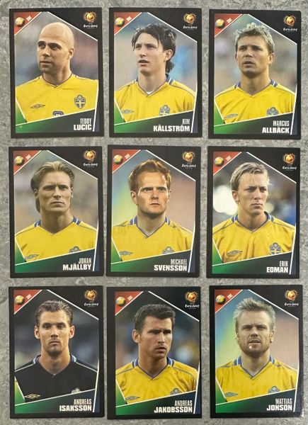 9X EURO 2004 PANINI ORIGINAL SWEDEN SVERIGE TEAM UNUSED STICKERS