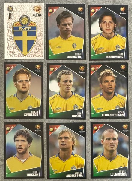 9X EURO 2004 PANINI ORIGINAL SWEDEN SVERIGE TEAM UNUSED STICKERS