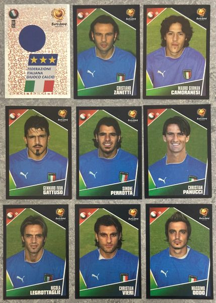 9X EURO 2004 PANINI ORIGINAL ITALY ITALIA TEAM UNUSED STICKERS