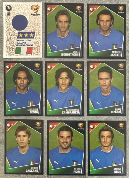 9X EURO 2004 PANINI ORIGINAL ITALY ITALIA TEAM UNUSED STICKERS