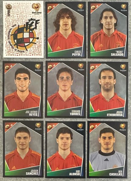 9X EURO 2004 PANINI ORIGINAL SPAIN ESPANA TEAM UNUSED STICKERS