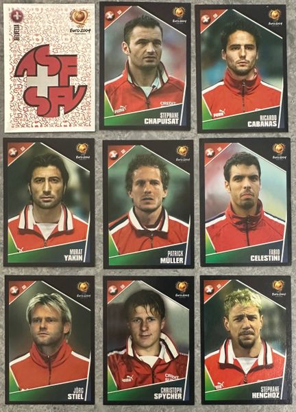 9X EURO 2004 PANINI ORIGINAL SWITZERLAND HELVETIA TEAM UNUSED STICKERS