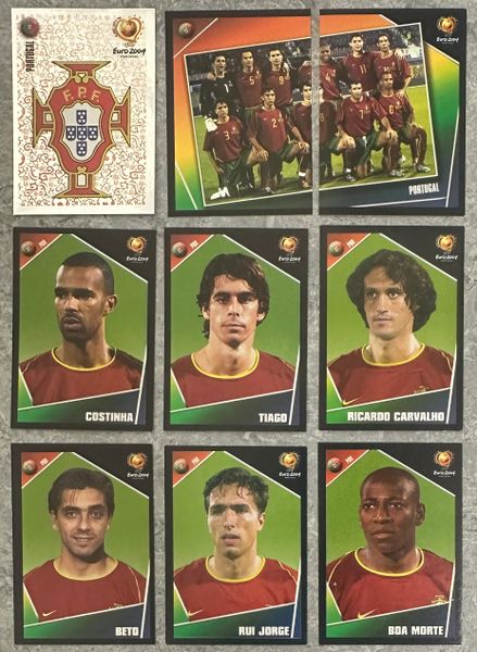 9X EURO 2004 PANINI ORIGINAL PORTUGAL TEAM UNUSED STICKERS