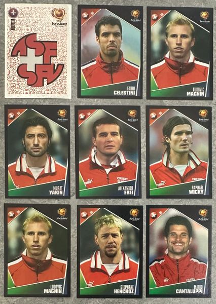 9X EURO 2004 PANINI ORIGINAL SWITZERLAND HELVETIA TEAM UNUSED STICKERS