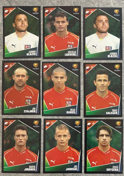 9X EURO 2004 PANINI ORIGINAL CZECH REPUBLIC TEAM UNUSED STICKERS