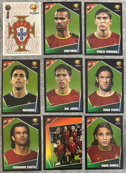 9X EURO 2004 PANINI ORIGINAL PORTUGAL TEAM UNUSED STICKERS