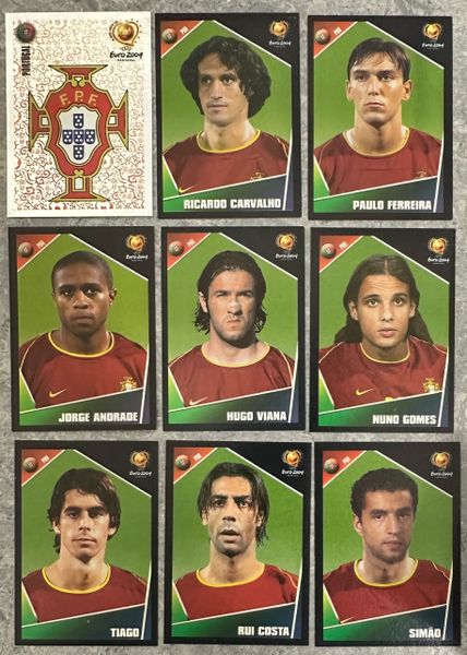 9X EURO 2004 PANINI ORIGINAL PORTUGAL TEAM UNUSED STICKERS