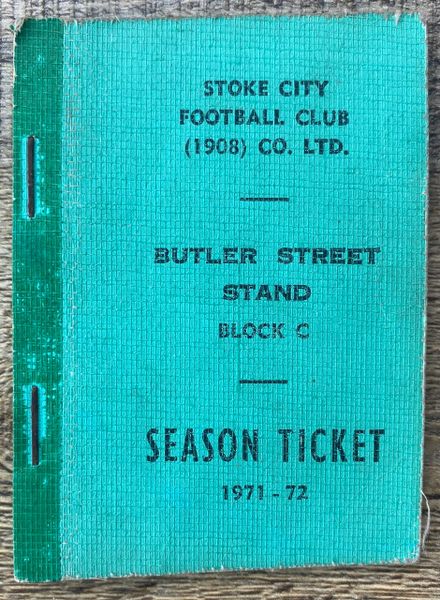 1971/72 ORIGINAL DIVISION ONE SEASON TICKET STOKE CITY