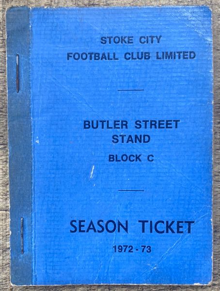 1972/73 ORIGINAL DIVISION ONE SEASON TICKET STOKE CITY