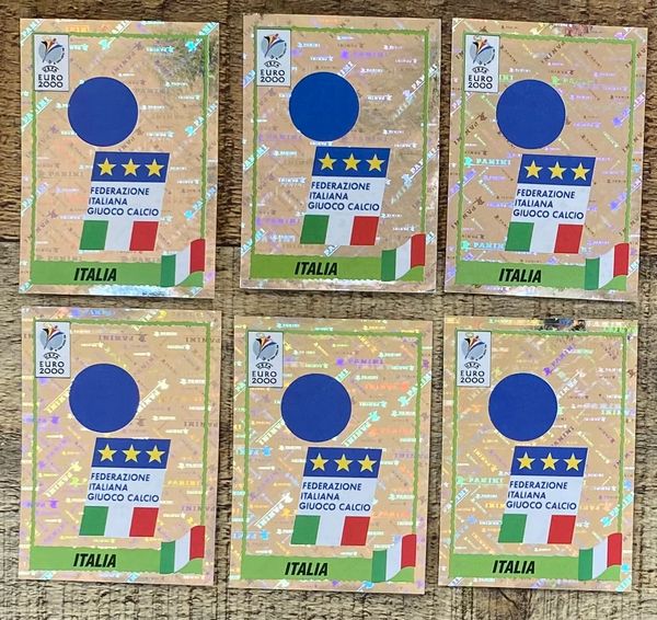 6X EURO 2000 PANINI ORIGINAL ITALY ITALIA BADGES UNUSED STICKERS