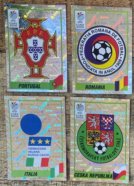 4X EURO 2000 PANINI ORIGINAL BADGES UNUSED STICKERS