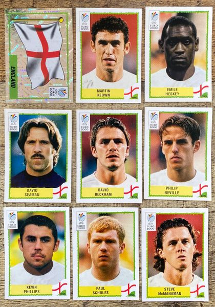 9X EURO 2000 PANINI ORIGINAL ENGLAND UNUSED STICKERS