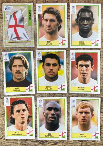 9X EURO 2000 PANINI ORIGINAL ENGLAND UNUSED STICKERS