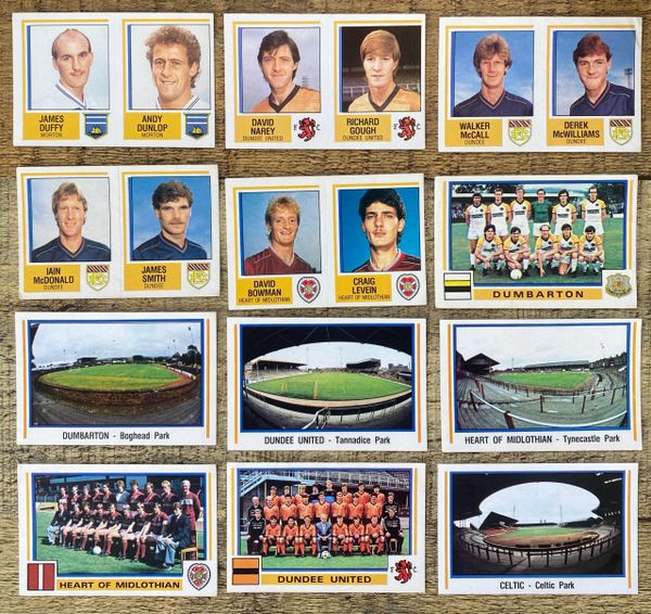12X 1985 ORIGINAL UNUSED PANINI FOOTBALL 85 STICKERS VARIOUS SCOTTISH