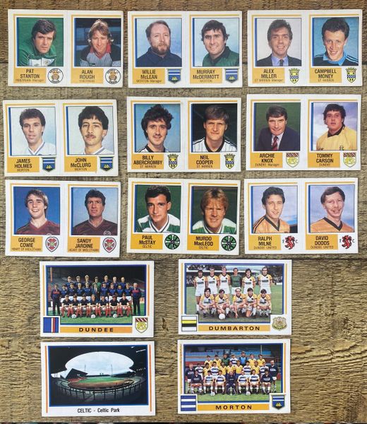 13X 1985 ORIGINAL UNUSED PANINI FOOTBALL 85 STICKERS VARIOUS SCOTTISH