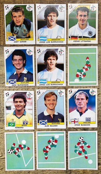 12 X 1990 ITALIA 90 WORLD CUP PANINI ORIGINAL UNUSED STICKERS MASCOTS PLAYERS VARIOUS